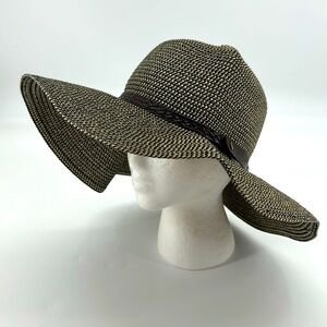 Vintage Straw Raffia Packable Woven Braided Sun Beach Garden Floppy Hat